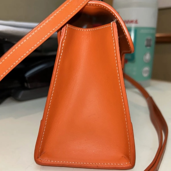 Goyard Mini Orange Structured Saigon Top Handle Bag Coated Canvas w/Leather - Picture 3 of 16